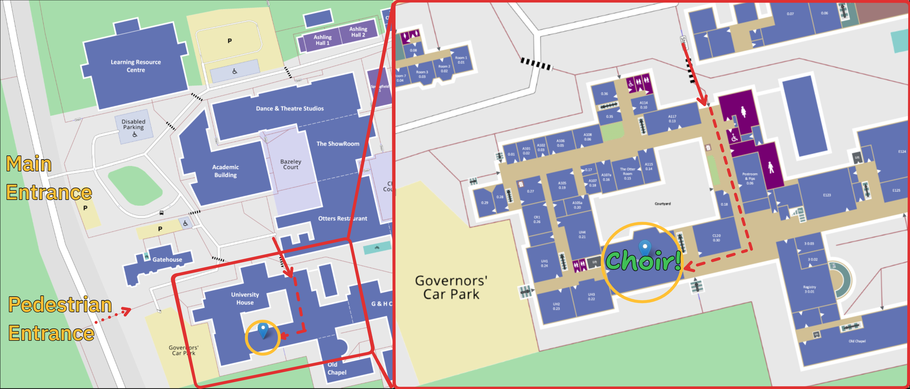 Directions to rehearsal room